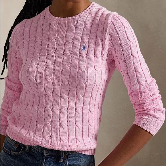 Women's Cable-Knit Cotton Crewneck Sweater - Picture 3 of 8